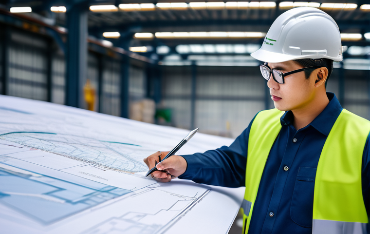 환경관리사와 친환경 정책 연계 - **Prompt:** A focused and confident East Asian female Environmental Management Professional, dressed...