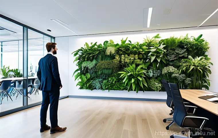 환경관리사 취업 후 교육과 훈련 - **Prompt:** A dynamic scene inside a modern, eco-friendly office building, bustling with a diverse g...