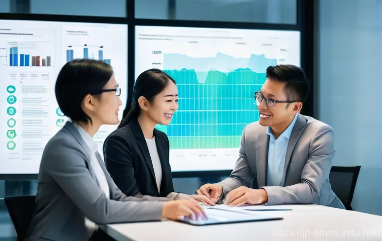 환경관리사 실무에서 자주 접하는 문제들 - **Image Prompt 1: Collaborative GHG Emission Management**
    A diverse team of four Japanese enviro...