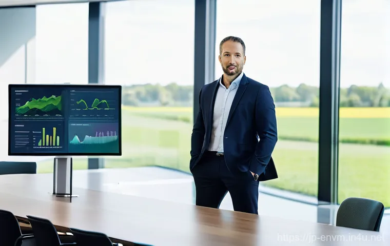 환경관리사와 환경분석 기법 - **"A modern, well-lit corporate boardroom where a diverse team of environmental management professio...