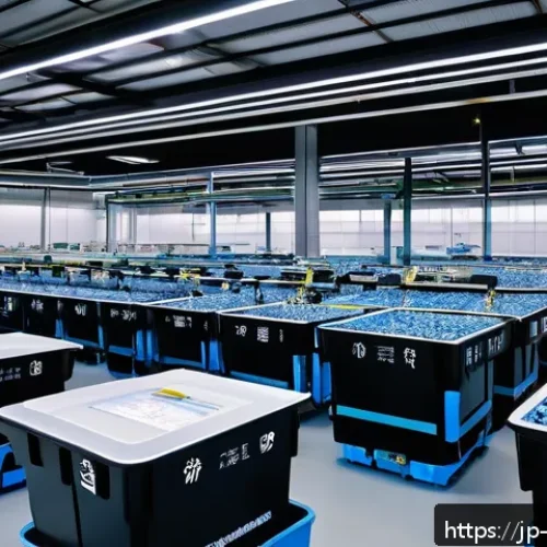 환경관리사와 친환경 스타트업 사례 - A high-tech smart recycling facility interior, featuring advanced AI-driven sorting machines with ro...