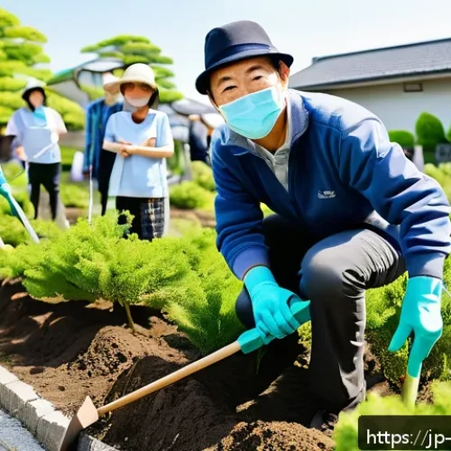환경관리사로서 일하며 느낀 보람 - A dedicated environmental management professional organizing a community tree planting event in a mo...