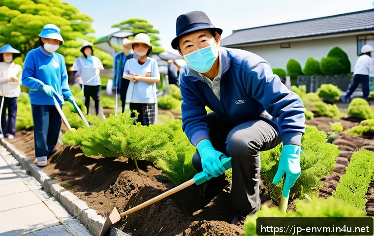 환경관리사로서 일하며 느낀 보람 - A dedicated environmental management professional organizing a community tree planting event in a mo...