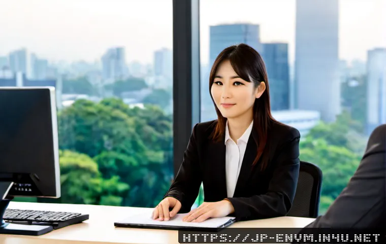 환경관리사 자격증으로 다국적 기업 취업하기 - Photorealistic Japanese environmental management professional in a modern multinational corporate of...