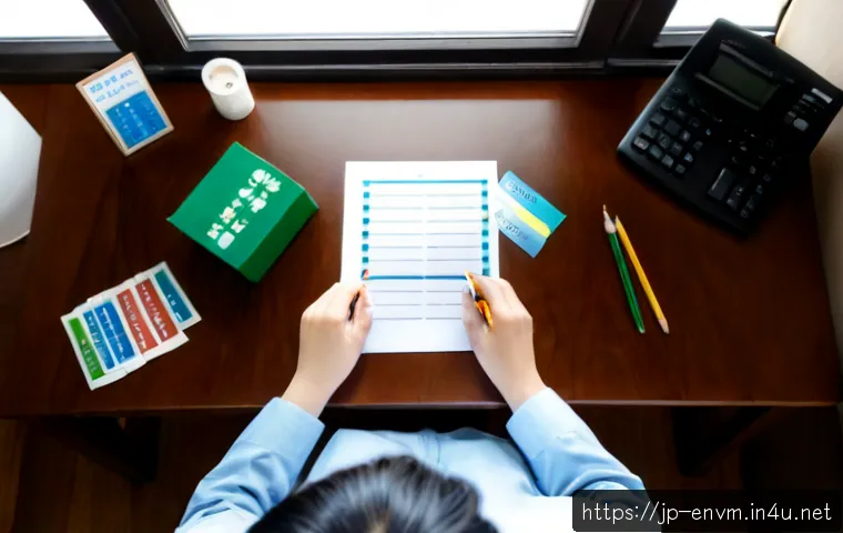 환경관리사 필기시험의 기출 통계 - Photorealistic overhead view of a Japanese environmental management exam candidate studying at a cle...